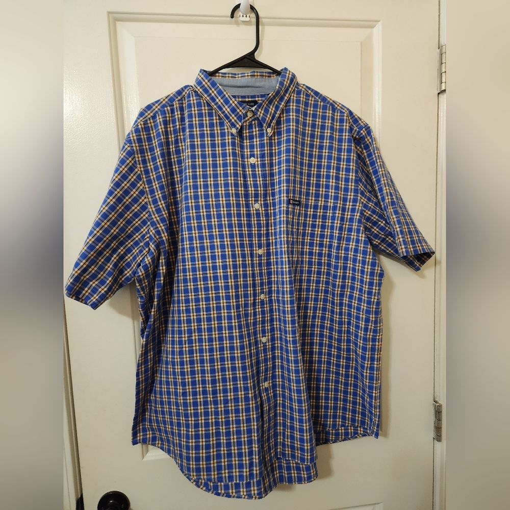 Chaps Blue and Yellow Checkered Men's Shirt
